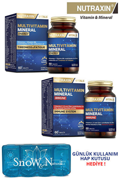 Nutraxin Multivitamin Energy 60 Tab | Multivitamin Immune 60 Tab (Enerji - Ba...