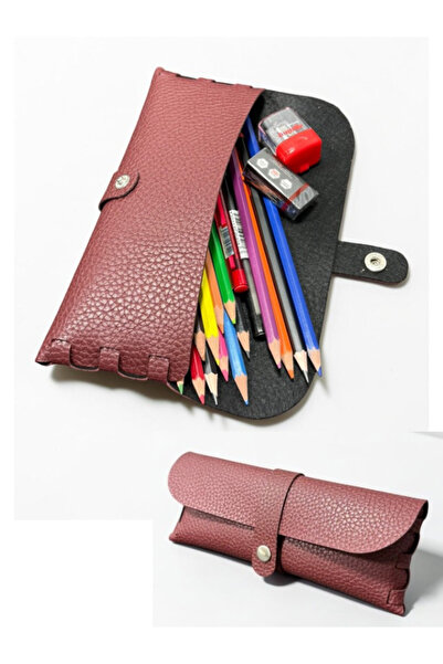 NZ3020 Rolax bordo Deri Kalem Kutusu Kalemlik şık tasarım minimal kalemlik