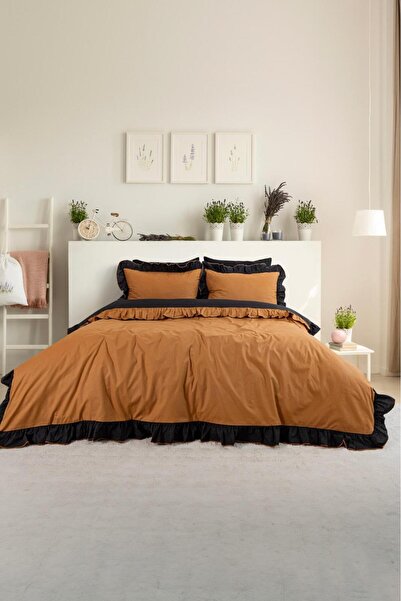 moon secret tekstil Σετ παπλωματοθήκης με βολάν 200x220 χωρίς σεντόνι