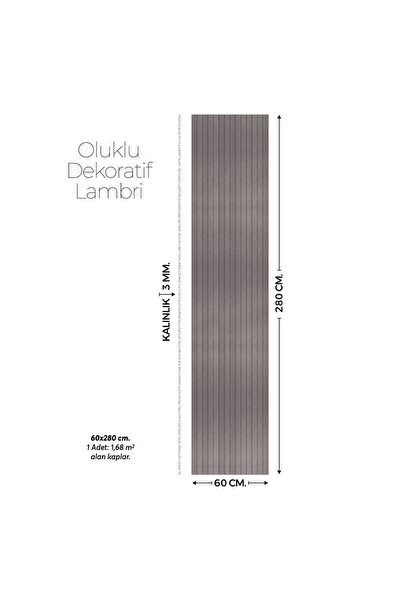 Brano Antrasit Desenli Duvar Lambiri 60x280 Cm-Kendinden Yapışkanlı