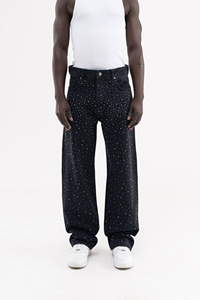 Machinist Men's Studs Embellished Baggy Jean Pants Light Stone