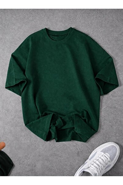 KOZİA OUTDOORS تي شيرت رجالي ونسائي أساسي برقبة دائرية واسعة بدون طباعة