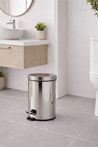 Sas Haus Κάδος απορριμμάτων από ανοξείδωτο μέταλλο με πεντάλ χρωμίου 8 λίτρων...