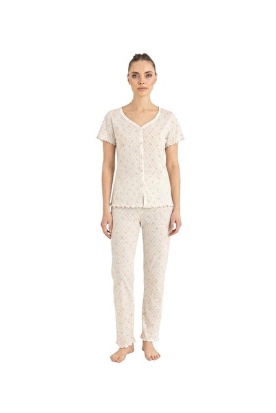 ROYAM Seamlife Γυναικείο σετ πιτζάμες με κοντό μανίκι, 100% βαμβακερό, με σχέ...