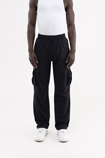 Machinist Erkek Cepli Kargo Baggy Jean Pantolon Siyah