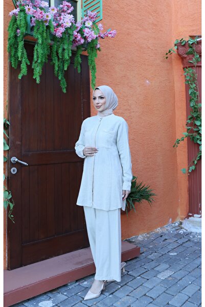 MODAMÜNASİP Υπέροχο λινό σετ ειδικής σχεδίασης από 100% βαμβάκι, με παγιέτες ...