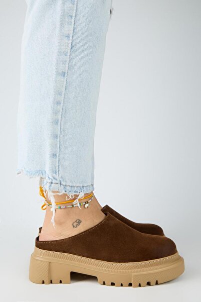 Manijero Γυναικείες δερμάτινες παντόφλες Bianca από γνήσιο δέρμα Flat Sabo Tan