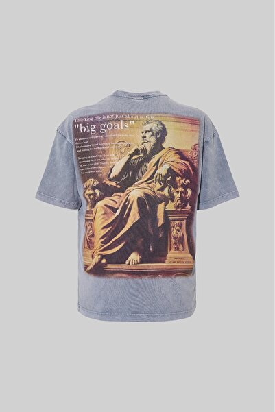 Machinist Tricou oversize lavabil cu imprimeu cu sloganul Big Goals pentru bă...