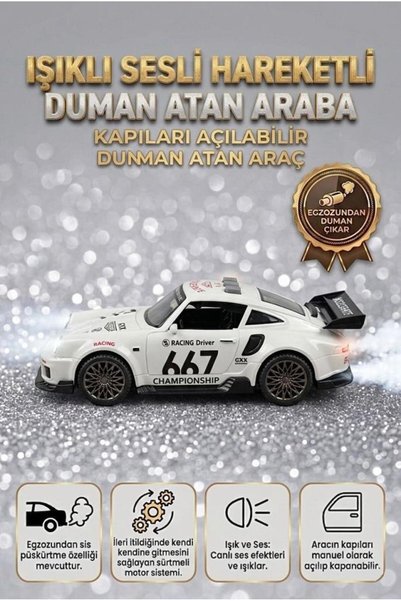 Tıfıl Toys 3 Buton Fonksiyonlu Işıklı Müzikli Sesli Sürtmeli Duman Atan Kapıl...