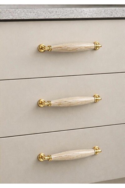 Porcellana Perla Λαβή ντουλαπιού από πορσελάνη 128 mm (12,8 cm) Χρυσό-Κουζίνα...