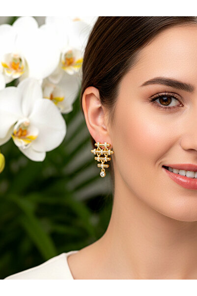 ZENA ACCESSORİES أقراط باريسية من الفولاذ مرصعة بحجر الزركون