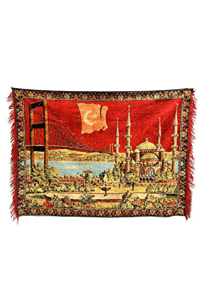 Taşhan Çarşı Antika İstanbul Boğaz Köprüsü ve Cami Motifli Duvar Halısı - 180...