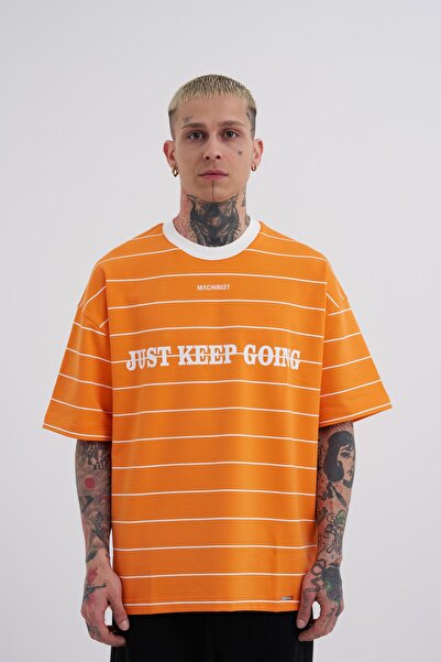 Machinist Ανδρικό μπλουζάκι Just Keep Going με στάμπα Oversize, Ηλεκτρικό Πορ...