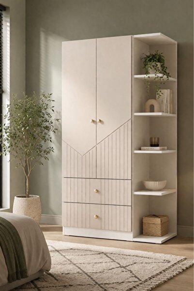 BYCİNO LEYLA 2 KAPAKLI 2 ÇEKMECELİ MODERN TASARIM MDF MEMBRAN KAPAK LAMBİRİ B...