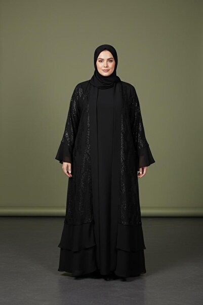 HESNA Plus Size Evening Dress with Lace Details on the Inside and Outside