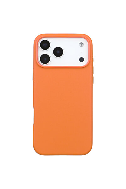 Casen iPhone 17 Pro Max Vegan Deri Gizli MagSafe Kılıf Turuncu Renk Premium K...