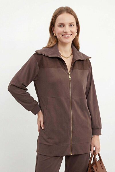 Puane Γυναικείο Σετ με Φαρδύ Γιακά και Φερμουάρ Premium Διπλό Σετ ΚΑΦΕ 14421TKS