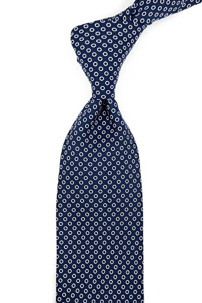 Kravatkolik Navy Blue Polka Dot Pattern Italian Silk Tie Ik2363