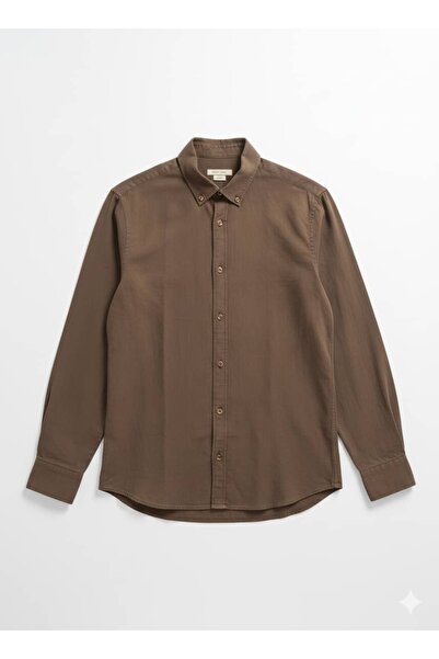 JEANSTORE Ανδρικό πουκάμισο Tencel Brown