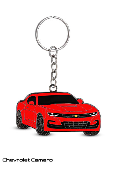 Chevrolet سلسلة مفاتيح معدنية للسيارة على شكل سيارة رياضية حمراء، حلقة مفاتيح...