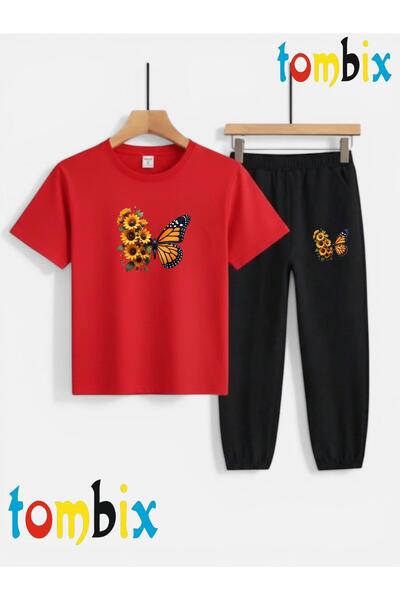 tombix SET PENTRU COPII: TRICOU CU IMPRIMEU MARGARETE GALBENE ȘI FLUTURI, PAN...