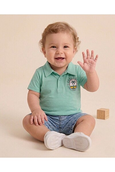 voyyo kids baby طقم صيفي للأطفال الأولاد مكون من قطعتين: شورت جينز وتي شيرت أ...