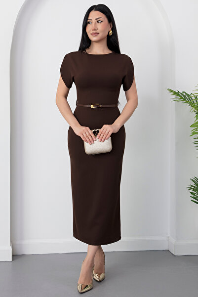 PULLIMM Φόρεμα με λαιμόκοψη ποδηλάτου και μανίκια με βολάν DKS3004