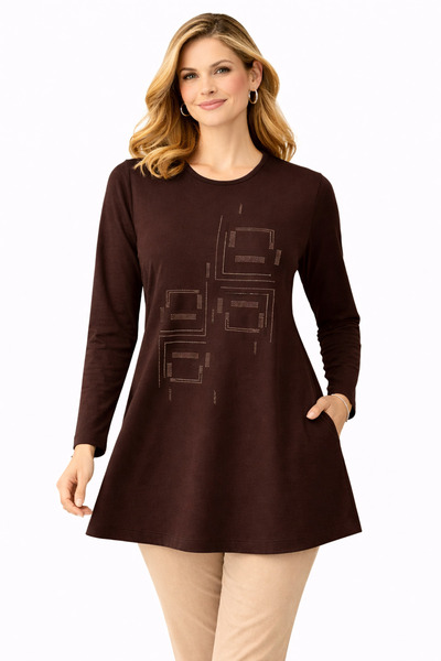 Mutlu City Women's Combed Cotton Tunic for Middle-Aged and Older Mothers 4747