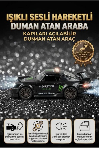 Tıfıl Toys 3 Buton Fonksiyonlu Işıklı Müzikli Sesli Sürtmeli Duman Atan Kapıl...