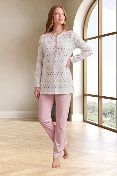 Mecit Pijama Σετ γυναικείας πιτζάμας από ύφασμα Melisa με μακρύ μανίκι και γι...