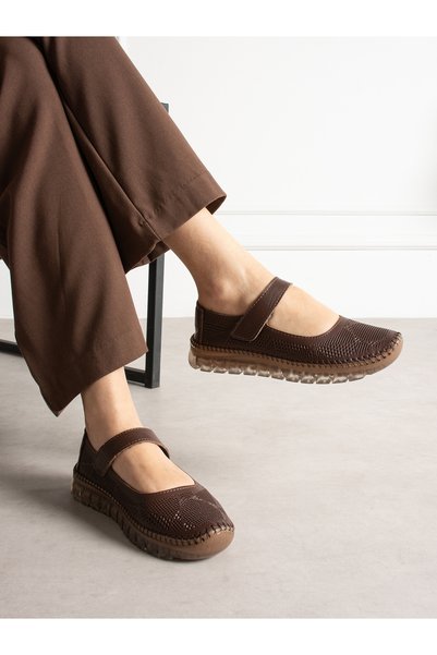 ALEMDAR AYAKKABI Mari̇o Brown Genuine Leather Women's Ballerinas