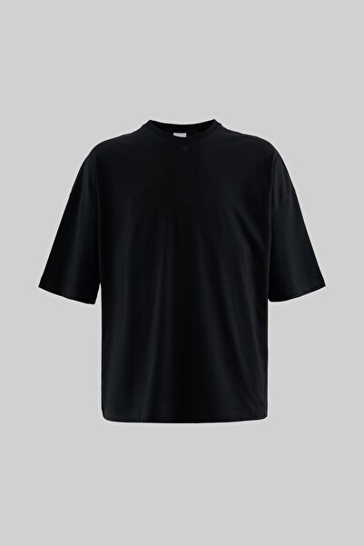 Machinist Erkek Süper Oversize Basic Tişört Siyah