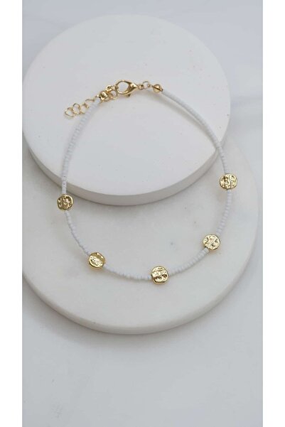 Jerie Gold Ezme Plaka Beyaz Halhal