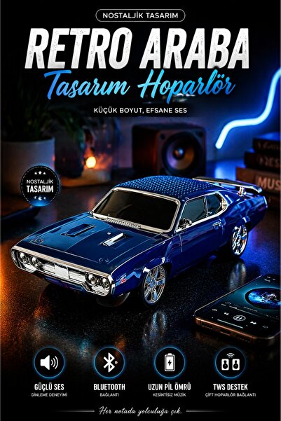 Divex Retro Spor Araba Tasarımlı Bluetooth Hoparlör - TWS Destekli Çift Bağla...