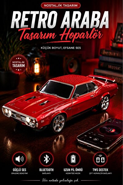 Divex Retro Spor Araba Tasarımlı Bluetooth Hoparlör - TWS Destekli Çift Bağla...