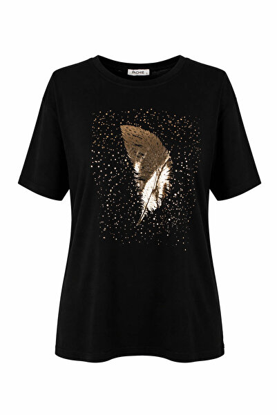 trender Yaprak Baskı Siyah Erkek T-Shirt 26YDT1000095