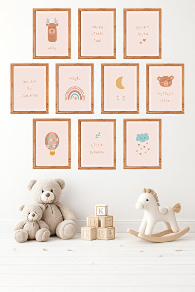 UNT Σετ 10 τεμαχίων με εμφάνιση πλαισίου, μίνιμαλ, παστέλ, για παιδικό δωμάτι...
