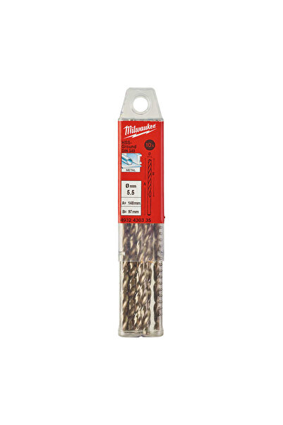 Milwaukee 5. 5x139 mm HSS Uzun Seri Metal Matkap Ucu 10'lu