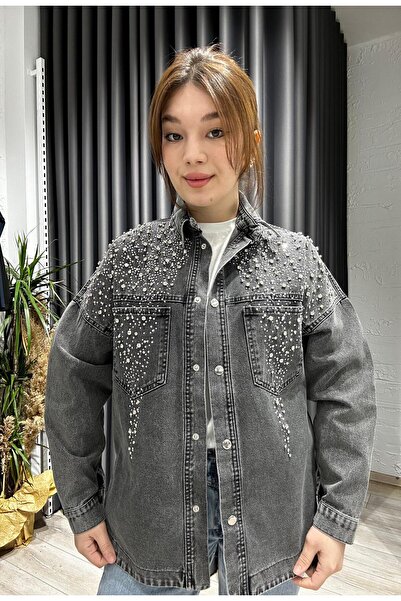 IŞILDA FASHION Τζιν μπουφάν Işılda με πέτρες