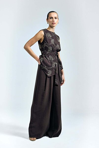 Sateen Παντελόνι Dina - Σκούρο Καφέ