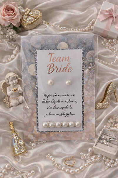 MyGift Bride to be , Kına, Söz, Nişan Hediyesi 10 adet inci küpe ve toka set