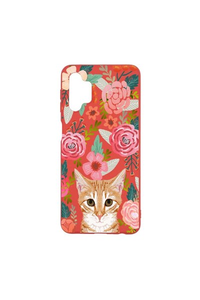 bestcase Θήκη σιλικόνης, Συμβατή με Samsung Galaxy A32 5G, Γάτα και Λουλούδια...