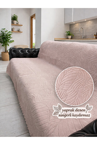 zilale Kaymaz Süngerli Koltuk Örtüsü 170x205 yaprak Desenli 4 Mevsim Kullanış...