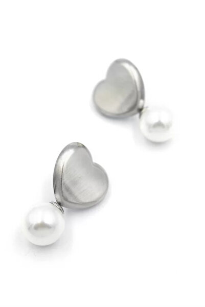 Generic Brand Pearl Heart Earrings - Silver