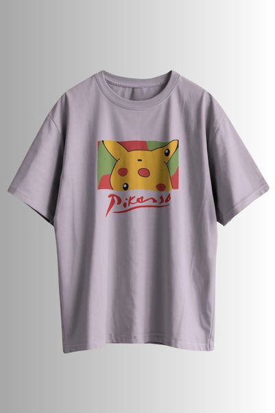 Ninkasiwear Pikachu Pikasso Printed Unisex Oversize 24/1 100% Cotton T-Shirt