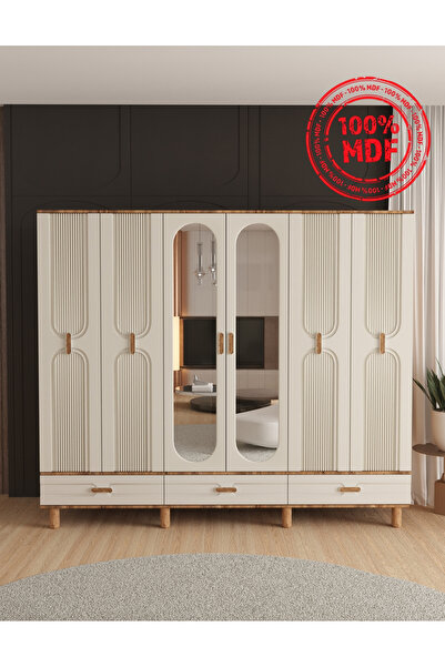 Teen & Bright VENÜS 6 KAPAKLI ÇEKMECELİ GARDIROP - TAMAMI MDF