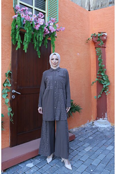 MODAMÜNASİP Υπέροχο λινό σετ ειδικής σχεδίασης από 100% βαμβάκι με λεπτομέρει...