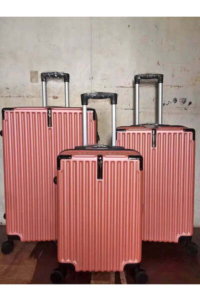 OEM Σετ βαλίτσας/καροτσιού ταξιδιού 3 σε 1 μπλε μεταλλική και ροζ κοιλιακούς