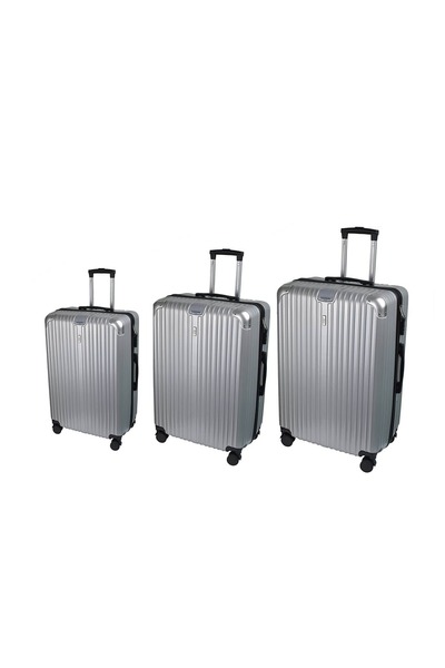 OEM Σετ βαλιτσών τρόλεϊ ταξιδίου 3 σε 1, μπλε μεταλλικό και γκρι ABS