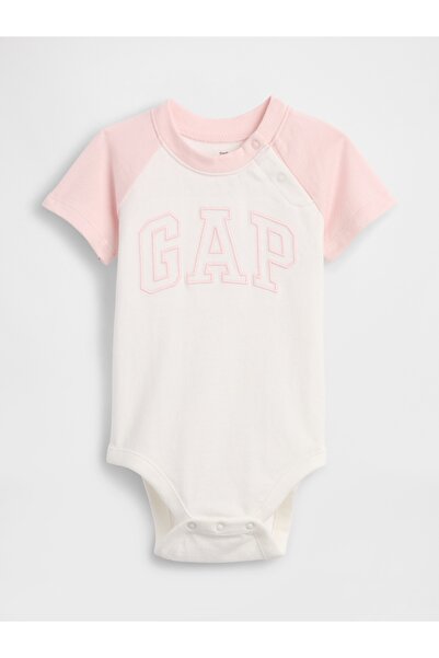 GAP Bebek Pembe Organik Pamuk Logo Bodysuit